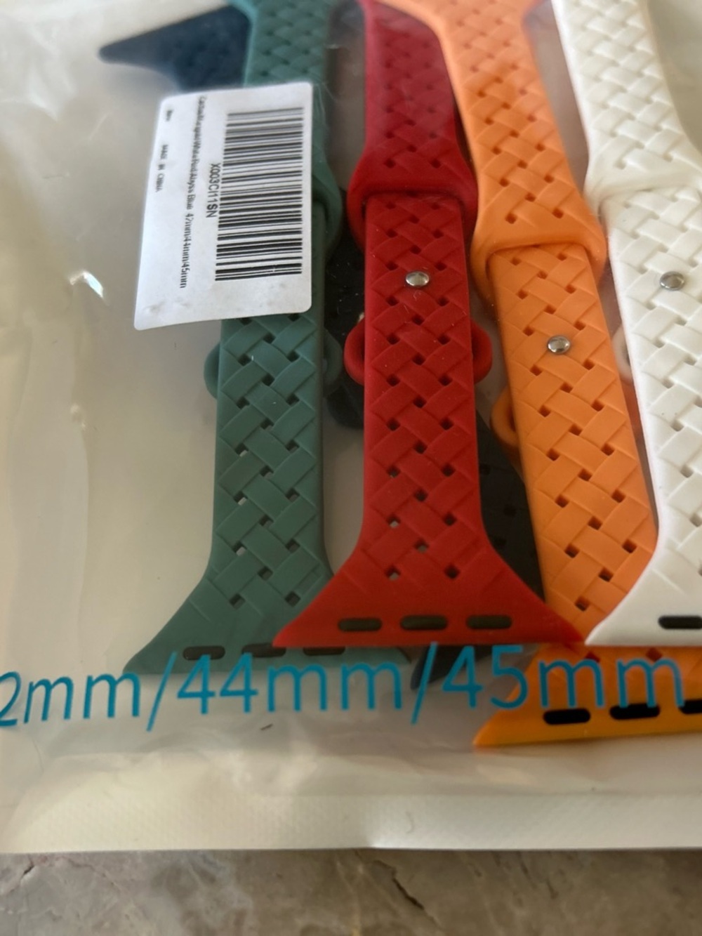 Colorful Woven Silicone Watch Bands - Green, Red, Orange, White